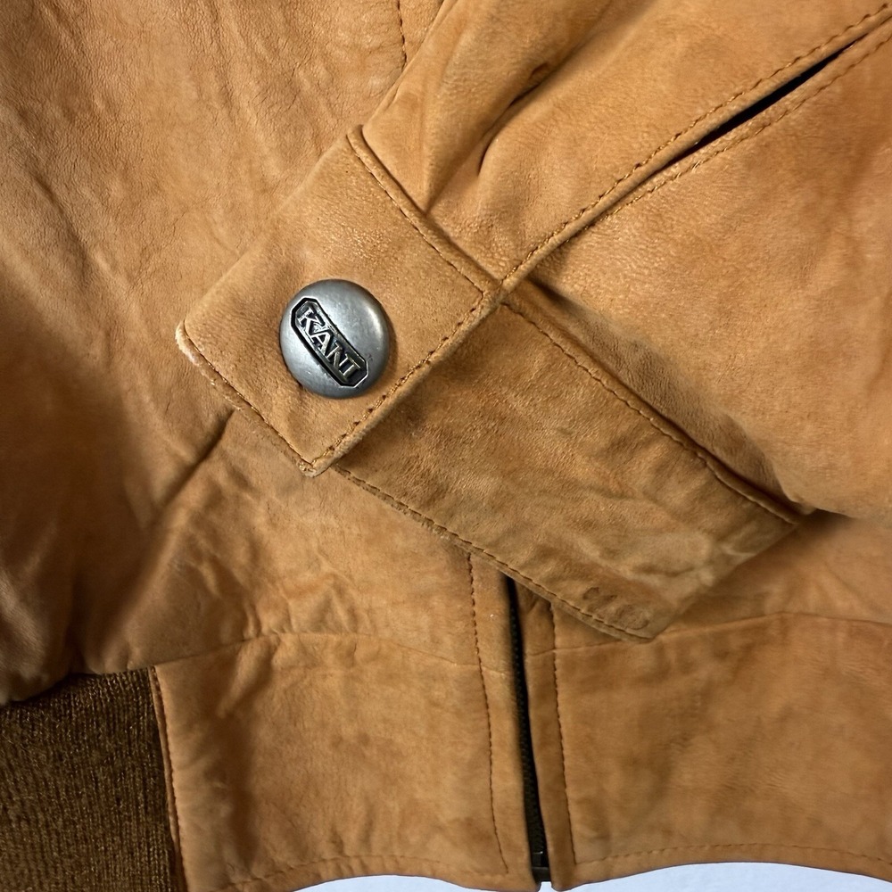 Vintage Karl Kani Suede Men's Bomber Jacket Zip Up Satin Style Interior XL Flaws - Picture 6 of 13